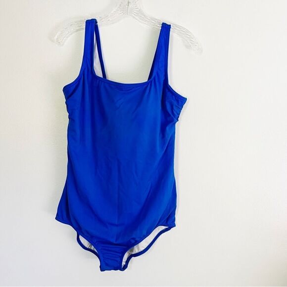 Lands End Electric Blue Chlorine Resistant Scoop Neck Tugless Swimsuit 16 - Picture 5 of 10